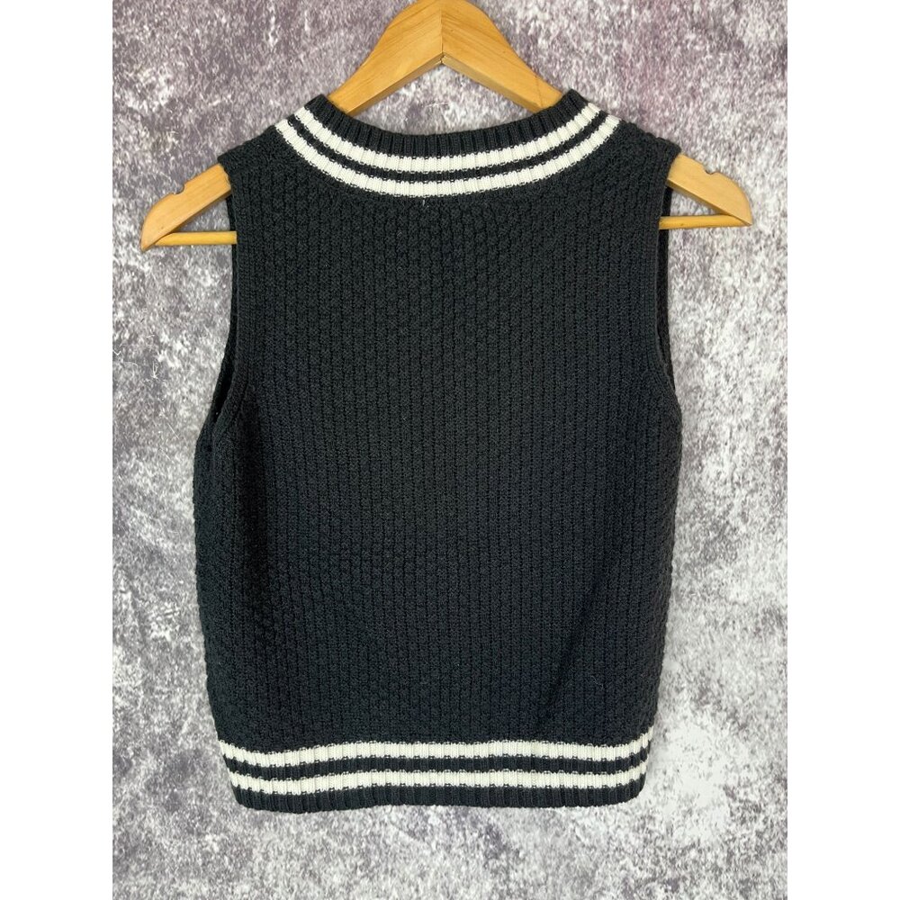 Cloud Chaser Sweater Vest Women's Small Black White Grandpacore Preppy Knit - Picture 8 of 8